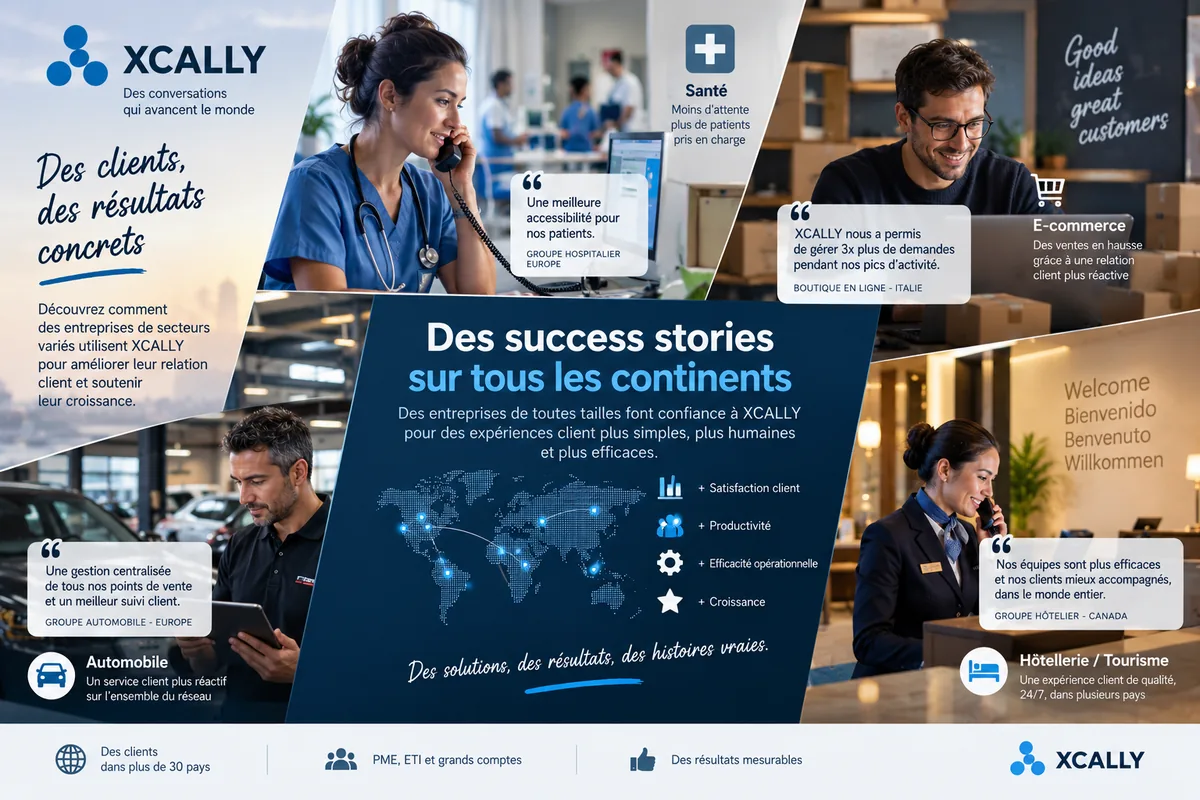 Équipe d'un centre de contact suivant ses indicateurs de performance sur un tableau de bord