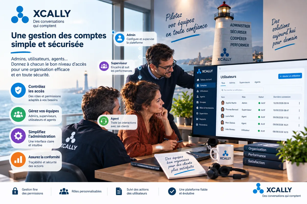 Répartition des accès dans la plateforme entre administrateur, superviseur et agent